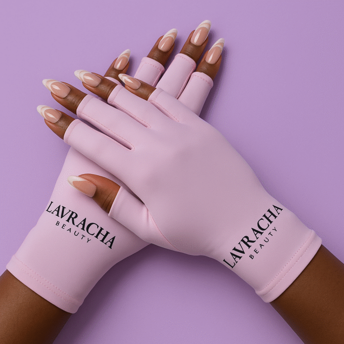 Lavracha Fingerless UV Protection Gloves for gel polish in light pink